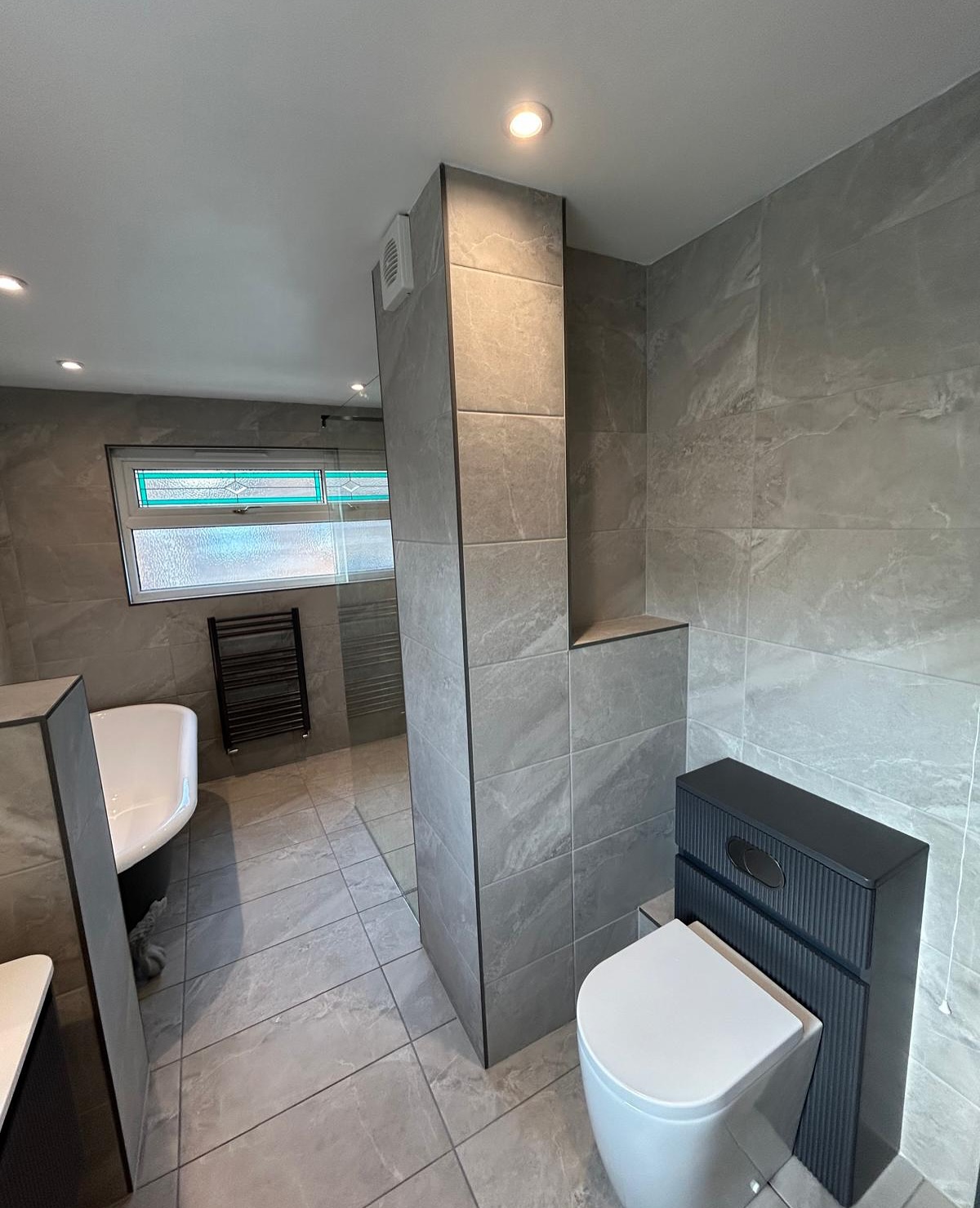 Tiled shower area with waterproofing in Stannington home